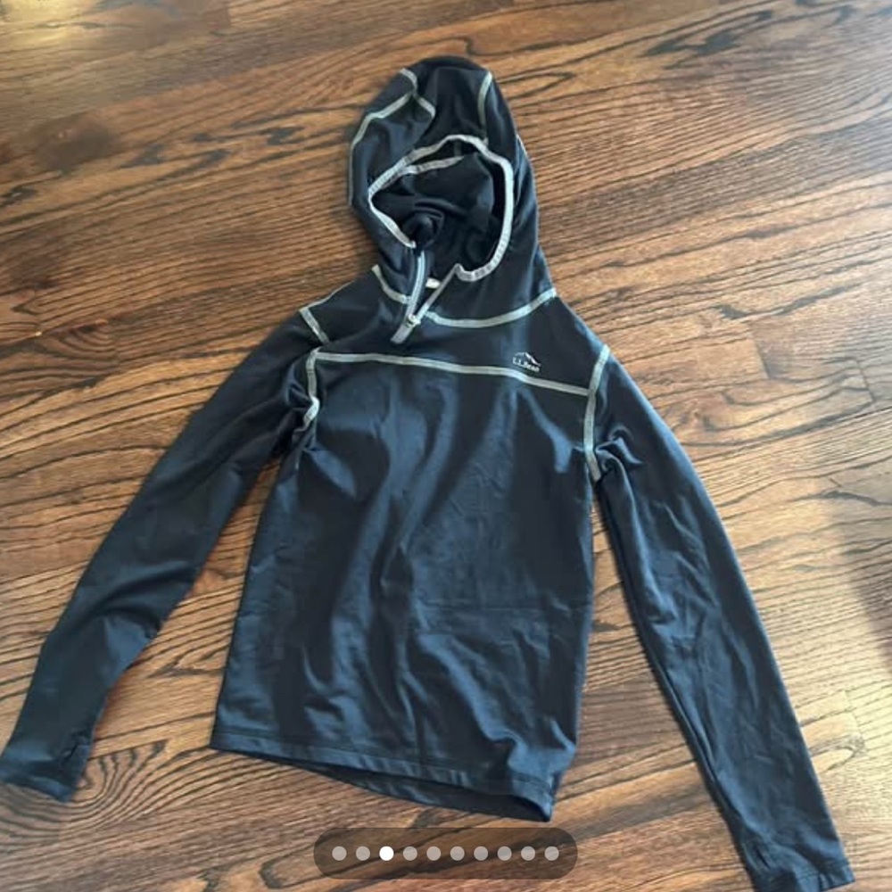 LL Bean wicked warm balaclava base layer kids L 6x/7 with hood face covering.